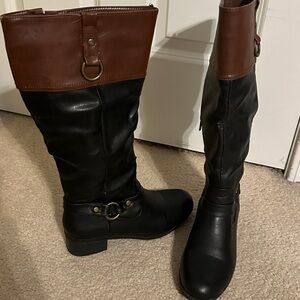 Rampage Black and Brown Heeled Boots